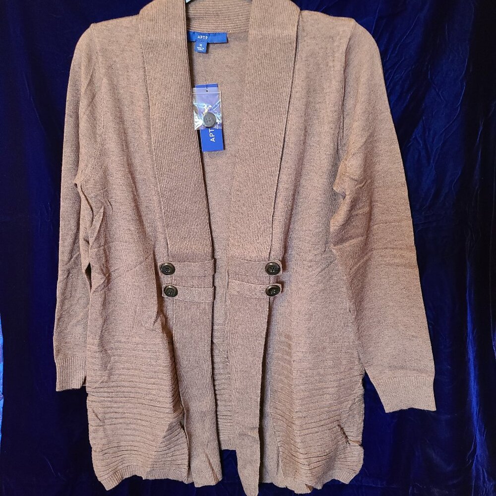Apt 9 Open Front Mushroom Brown Cardigan - Size M - NWT